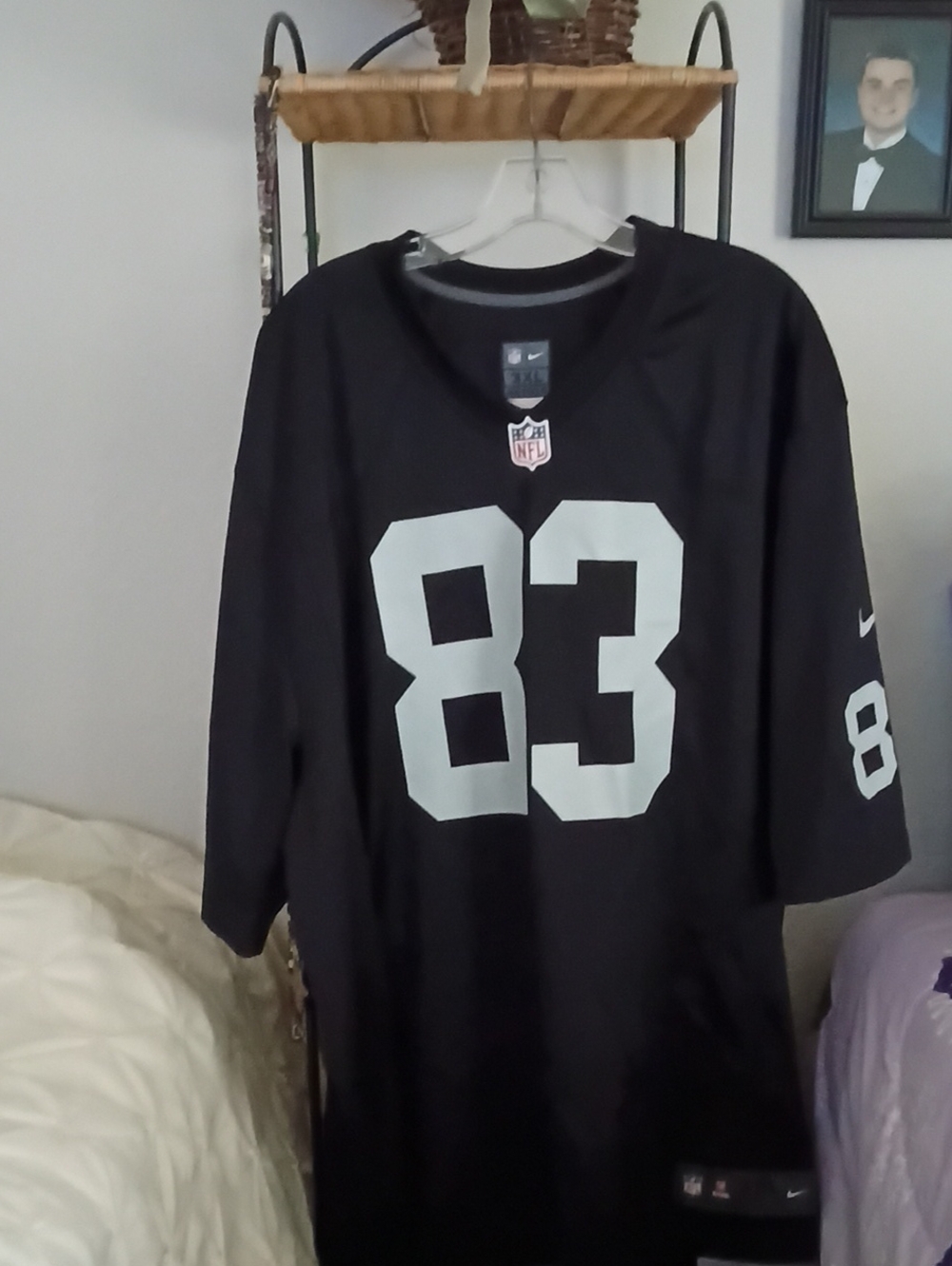 Nike Men’s Black NFL Jersey with White #83